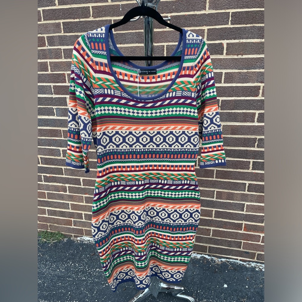Colorful Geometric Pattern Dress by Fashion to Figure